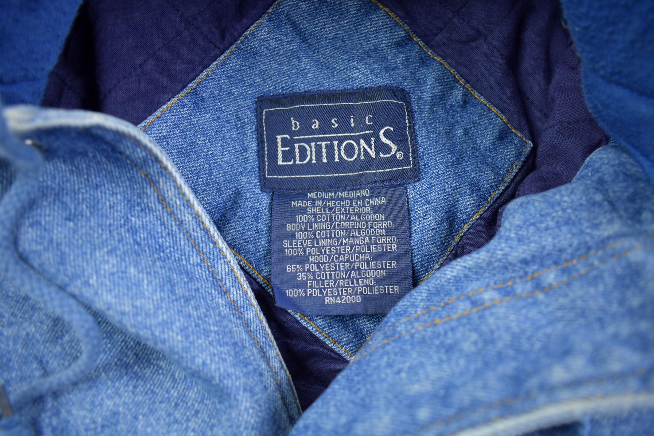 Vintage 1990s Basic Editions Hooded Jean Jacket Made in USA - Etsy