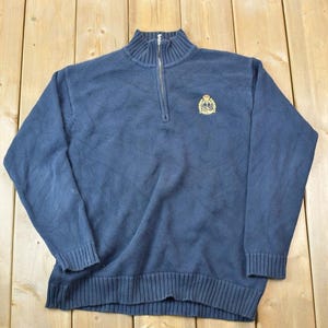 Vintage 1990s Lauren Ralph Lauren Quarter Zip Knit Mock Neck Sweater / 90s Crewneck / Made In USA / Preppy Knit