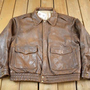 Blouson aviateur Danier Sport en cuir marron vintage des années 1990, taille XL