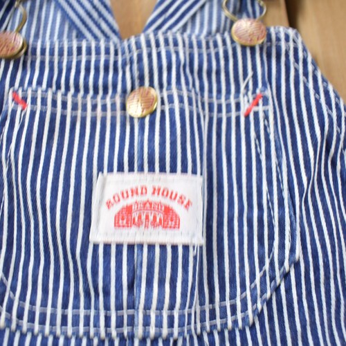 Vintage 1960s Round House Hickory Striped Denim Jean Overalls Size