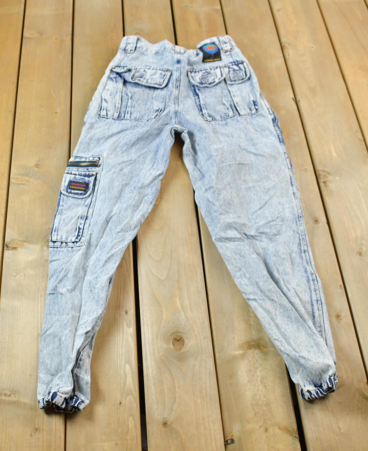 Vintage 1980s Weekends Acid Wash Cargo Jeans Size 30x 30