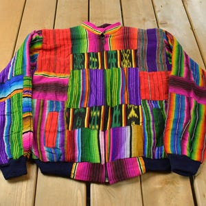 Vintage 1990s Patchwork Boho Hippie Jacket Women's M / 90s Full Zip / Grandma Core / All Over Print