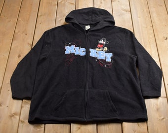 Vintage 1990s Mickey Mouse Disney Fleece Hoodie / Vintage Sweatshirt / Vintage Disney / Mickey / Embroidered / Disney Fleece / Mickey Hoodie