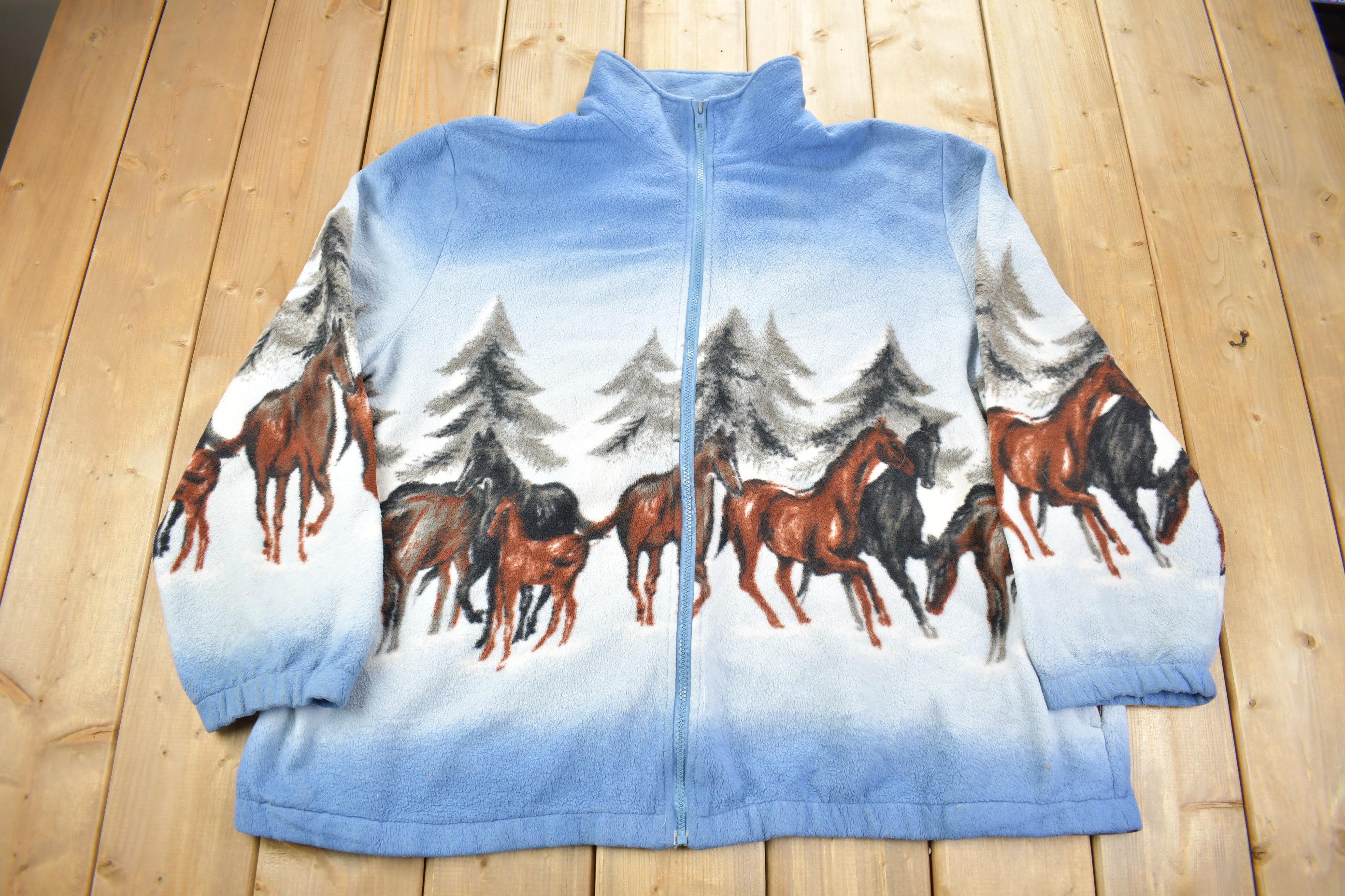 Vintage Fleece Horse Jacket - Etsy Vintage Fleece Horse Jacket - Etsy