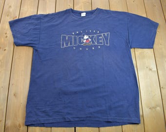 Vintage 1990s Disney Store Mickey Mouse Graphic T-Shirt / Striped / Size XXL / 90s Disney