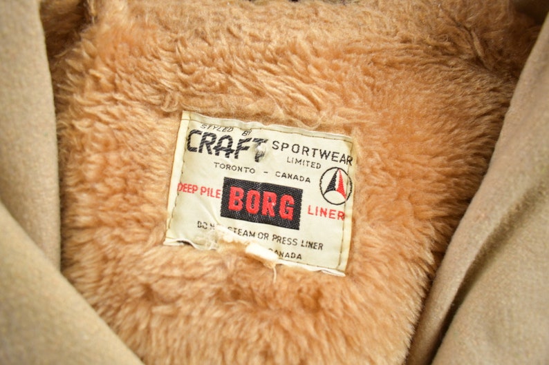 Vintage 1970s Craft Sportswear 100% Wool Toggle Button Up Fur Lined Jacket Made In Canada image 8