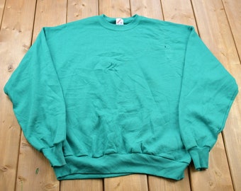 Vintage 1990s Blank Turquoise Crewneck Sweatshirt / 90s Crewneck / Made In USA / Essential / Streetwear / 90s Blank / Jerzees Blank