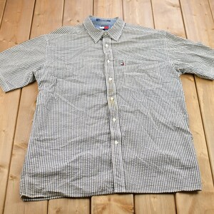 Vintage 1990s Tommy Jeans Checkered Short Sleeve Button Up Shirt / 1990s Button Up / Vintage Flannel / Basic Button Up / 90s Tommy Hilfiger