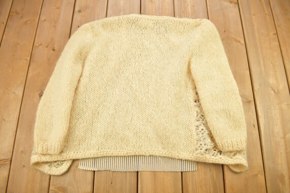 Vintage 1970s Crochet Knitted Open Shall Wool Car… - image 2