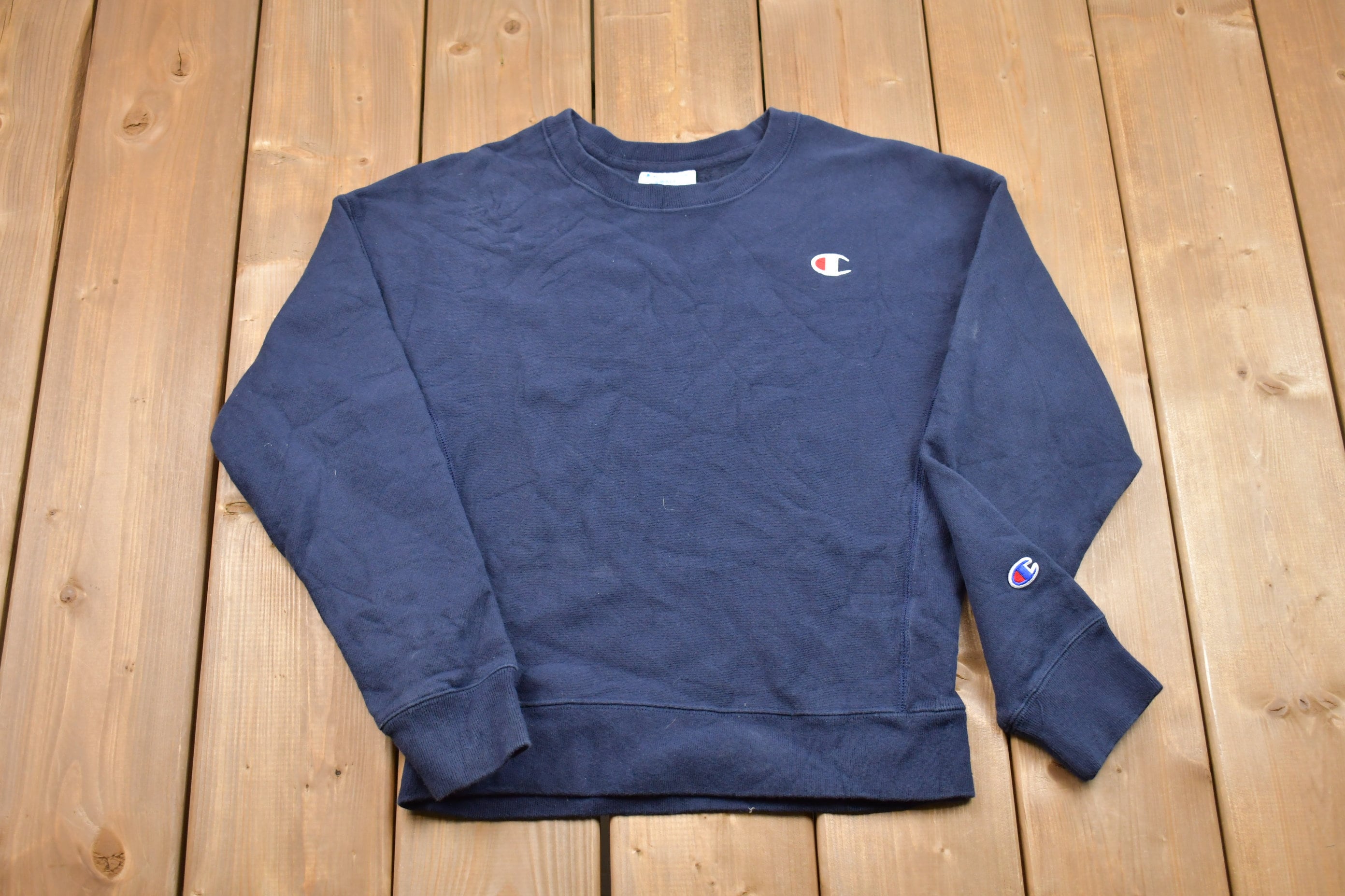 Vintage 1990s Navy Blue Champion Reverse Weave Sweatshirt 