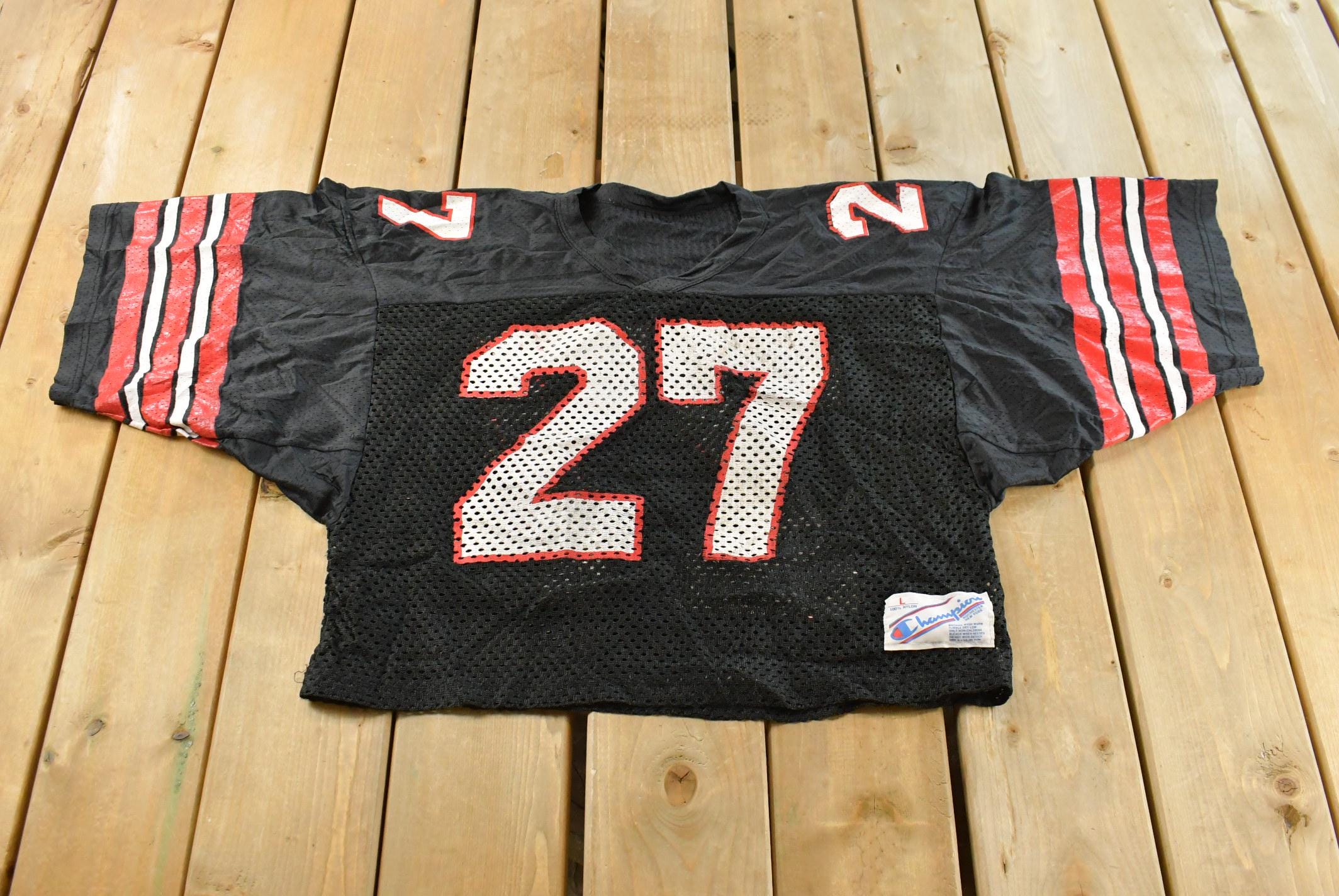 Vintage 1980s Champion Collegiate Blank Football Jersey Men's L