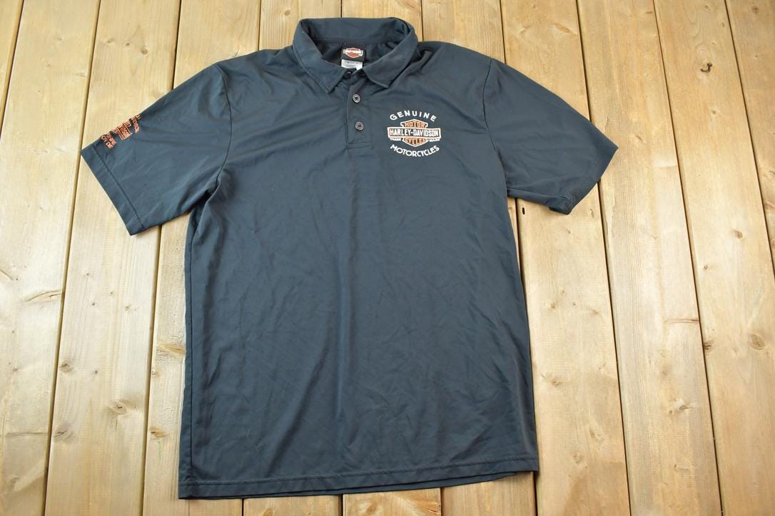 Vintage 1990s Harley Davidson Motorcycles Polo T-Shirt Made In USA / Vintage Biker Shirt / 90's Harley