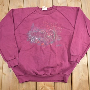 Vintage 1990s Cute Fall Theme Crewneck Sweater / 90s Crewneck / Grandma Sweater / Streetwear / Made In Canada / Northern Reflection