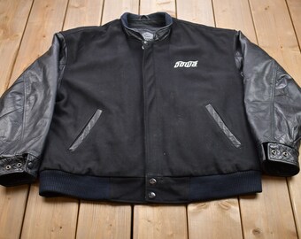 Vintage 1990s Outer Boundary Sowa Leather Varsity Jacket / Fall