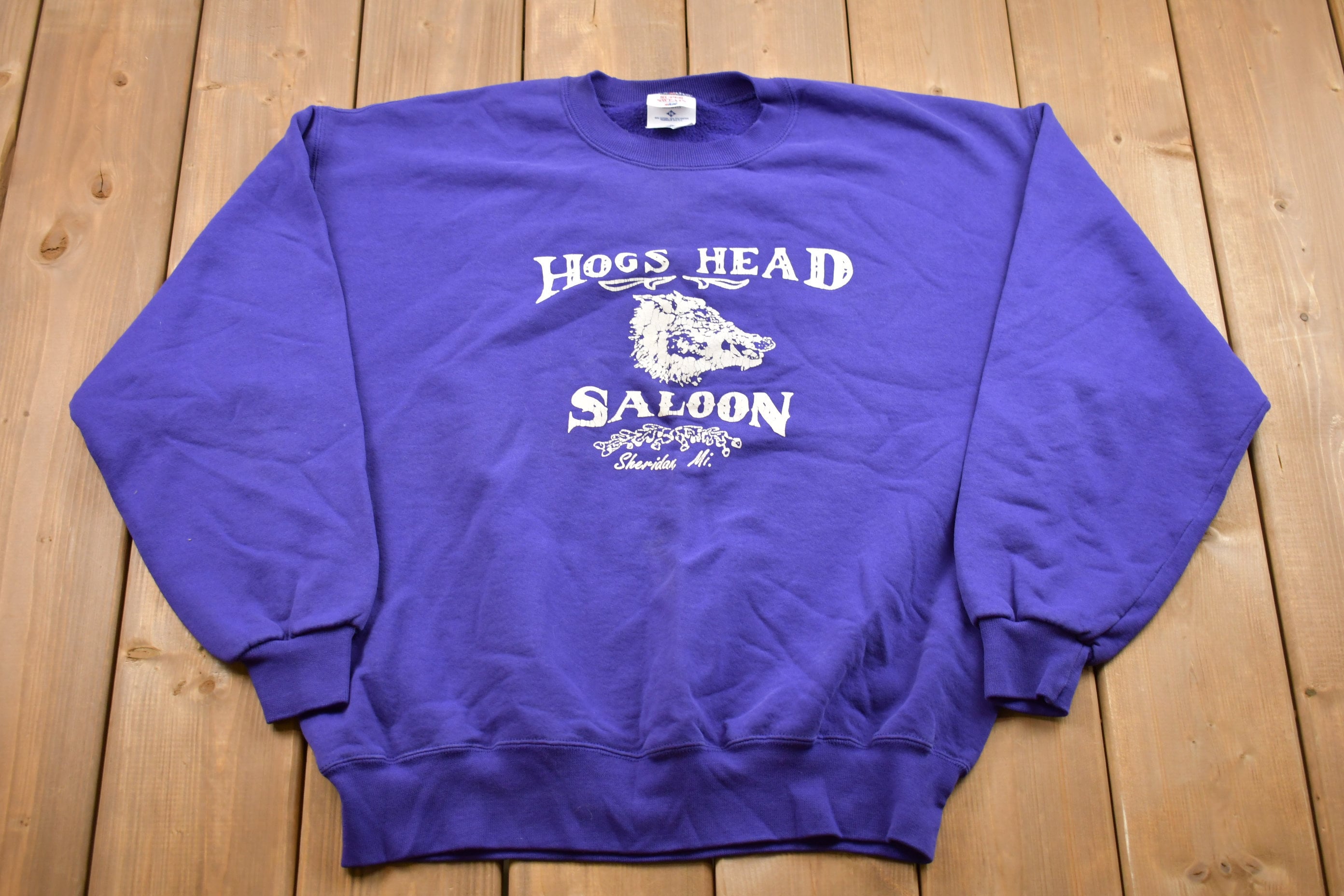 トップス 90s Boar's Head Brand crewneck sweat Vintage 1990 Hogs Head Saloon Crewneck Sweatshirt / 90s