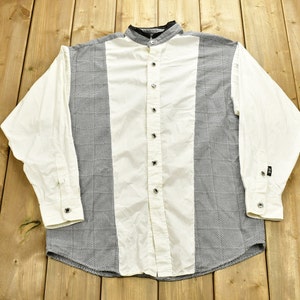Vintage 1980s Brooks & Dunn Button Up Shirt / Made In USA / 1990&#39;s Button Up / Color Block / Casual Wear / Workwear / Pattern Button Up