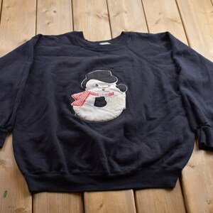 Vintage 1990s Snowman Graphic Christmas Sweater / 90s Holiday Crewneck / Winter Wear / Festive Graphic Print / Snowman Sweatshirt / Snowman