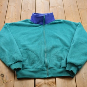 Vintage 1990s St. John&#39;s Bay Zip Up Fleece Sweater / Outdoorsman / 90s Sweater / Streetwear / Hiking / Fleece Zip up / Color Block Fleece