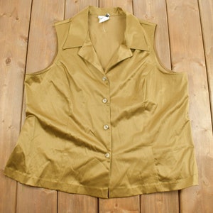 Vintage 1990s Abria By D.P. Altomonte Gold Blank Womens Button Up Vest / 1990s Button Up / Vintage Vest / Basic Button Up