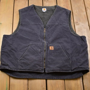 Vintage Y2K Carhartt Sherpa Lined Vest / Workwear / Streetwear / Sherpa Lined Jacket / Distressed Carhartt / Union Made / Carhartt Vest