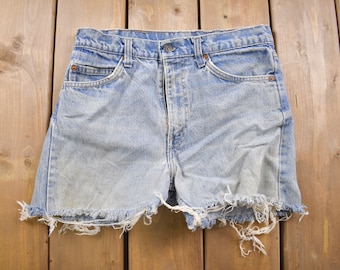 Vintage 1990s Levi&#39;s Orange Tab Jean Short Shorts 30 x 3 / 90s Shorts / Streetwear Fashion / Frayed Bottoms / Vintage Jeans/ Jorts