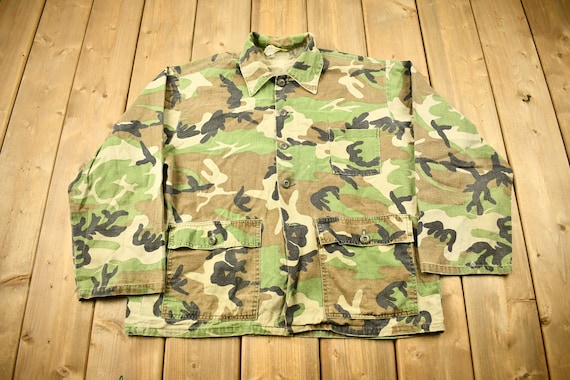 個人装備 vintage 60's 70's KAMO jacket us army Vintage 60s 70s Camoflauge General Zipper Camo Army Jacket