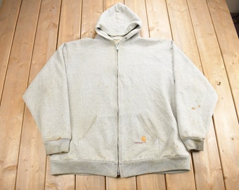 Vintage 1990s Carhartt Heavy Weight Zip Up Hoodie / 90s Hoodie / Vintage Sweater / Vintage Carhartt / Distressed / Vintage Workwear