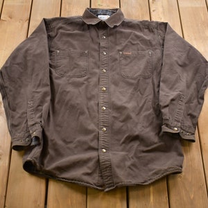 Vintage 1990s Carhartt Shirt Jacket / Workwear / Streetwear / 90s / Blanket Lined Jacket / Distressed Carhartt / Union Made / Carhartt Shirt