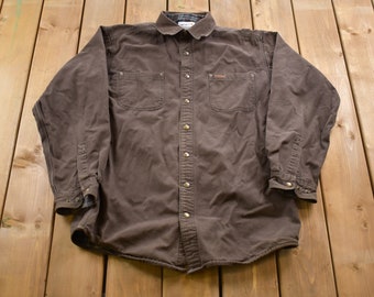 Chaqueta estilo camisa Carhartt vintage de los años 90 / Ropa de trabajo / Ropa urbana / Años 90 / Chaqueta con forro de manta / Carhartt desgastada / Fabricada en Union / Camisa Carhartt
