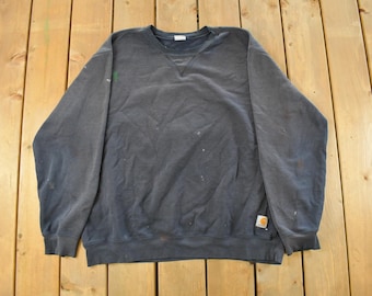 Vintage 1990s Distressed Carhartt Crewneck Sweatshirt Men's 2XL / Heavy Cotton / Sweatshirt / Workwear / Streetwear / Vintage Carhartt