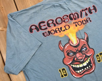 Vintage 1997 Naturally Distressed Aerosmith Nine Lives World Tour