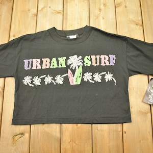 Vintage 1990s Urban Surf Crop Top T Shirt NWT / Beach Graphic / 80s / 90s / Streetwear / Brand New With Tags / Deadstock / Made In USA