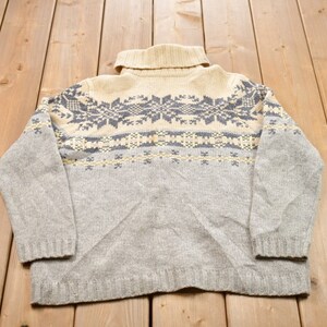 Vintage jaren 90 gebreide coltrui met opening / vintage jaren 90 coltrui / all-over patroon / kleurrijk / sweater / abstract patroon