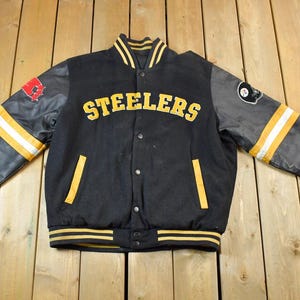 Vintage 1990s Pittsburgh Steelers Leather Varsity NFL Football Jacket