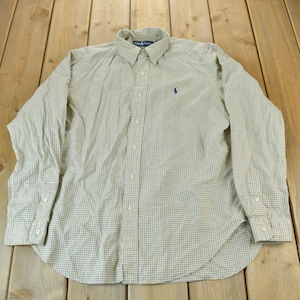 Vintage 1990s Ralph Lauren Marlowe Plaid Button Down Shirt Size L / Plaid Shirt / Vintage Ralph Lauren / Ralph Lauren Shirt