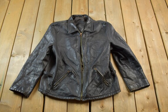 Vintage 1990s Leather Zip up Lamb Skin Jacket / Fall Outerwear