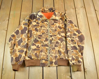 Vintage Saftbak Duck Hunting Camo Shirt Jacket Green Brown XL
