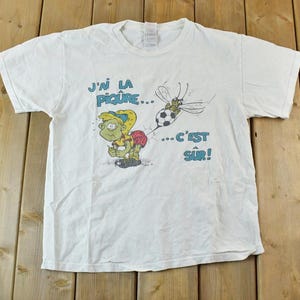 Vintage jaren 90 Franse voetbal Bee Cartoon grafisch T-shirt / Vintage T-shirt / Streetwear / Grafisch T-shirt / Enkele steek /