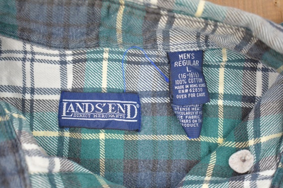 Vintage 1990s Lands End Plaid Button Up Shirt / 1… - image 3