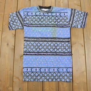 Vintage 1990s Bluestone Sport Geometric Patterned T Shirt