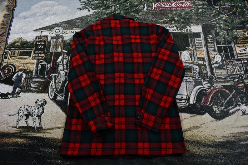 Pendleton Woolen Mills Vintage Button Up Blazer Shirt Plaid Pattern Print Outdoors /& Wilderness Fall Winter Casual Wear Workwear