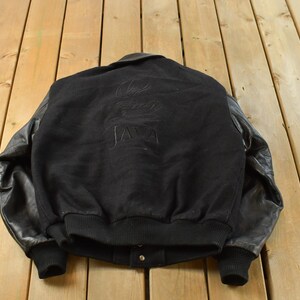 Vintage 1990s Sun Microsystems Java Embroidered Wool Varsity Jacket Size / Wool Leather / Outerwear / Streetwear Fashion / Made in Canada
