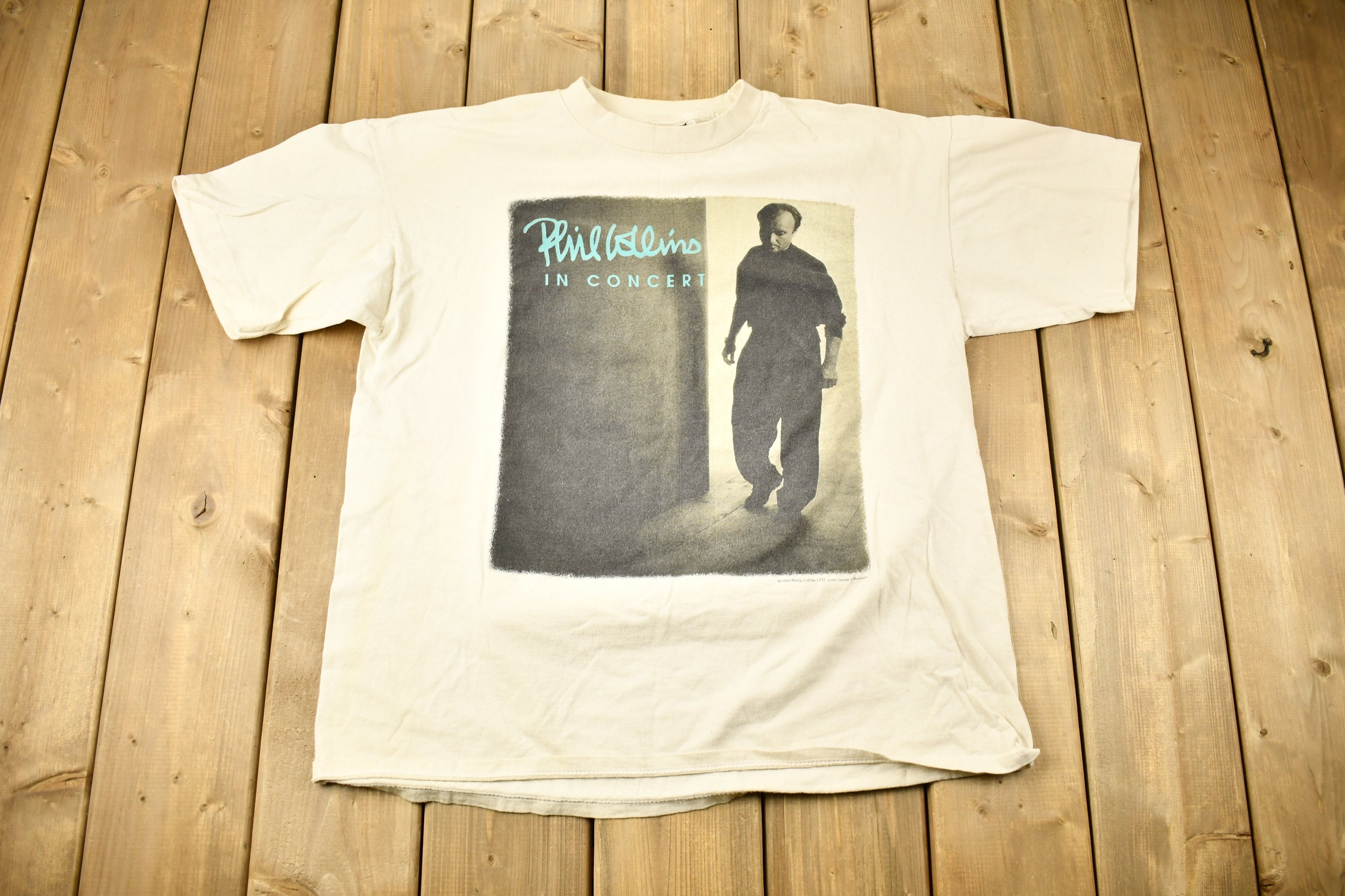 VTG 1990 Phil Collins World Tour T-Shirt Large Brockum Handtex