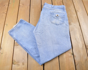 Vintage 1990s Carhartt White Patch Work Pants Size 44 x 32 / Hype Vintage / 90s Carpenter Pants / Distressed Carhartt / Vintage Workwear