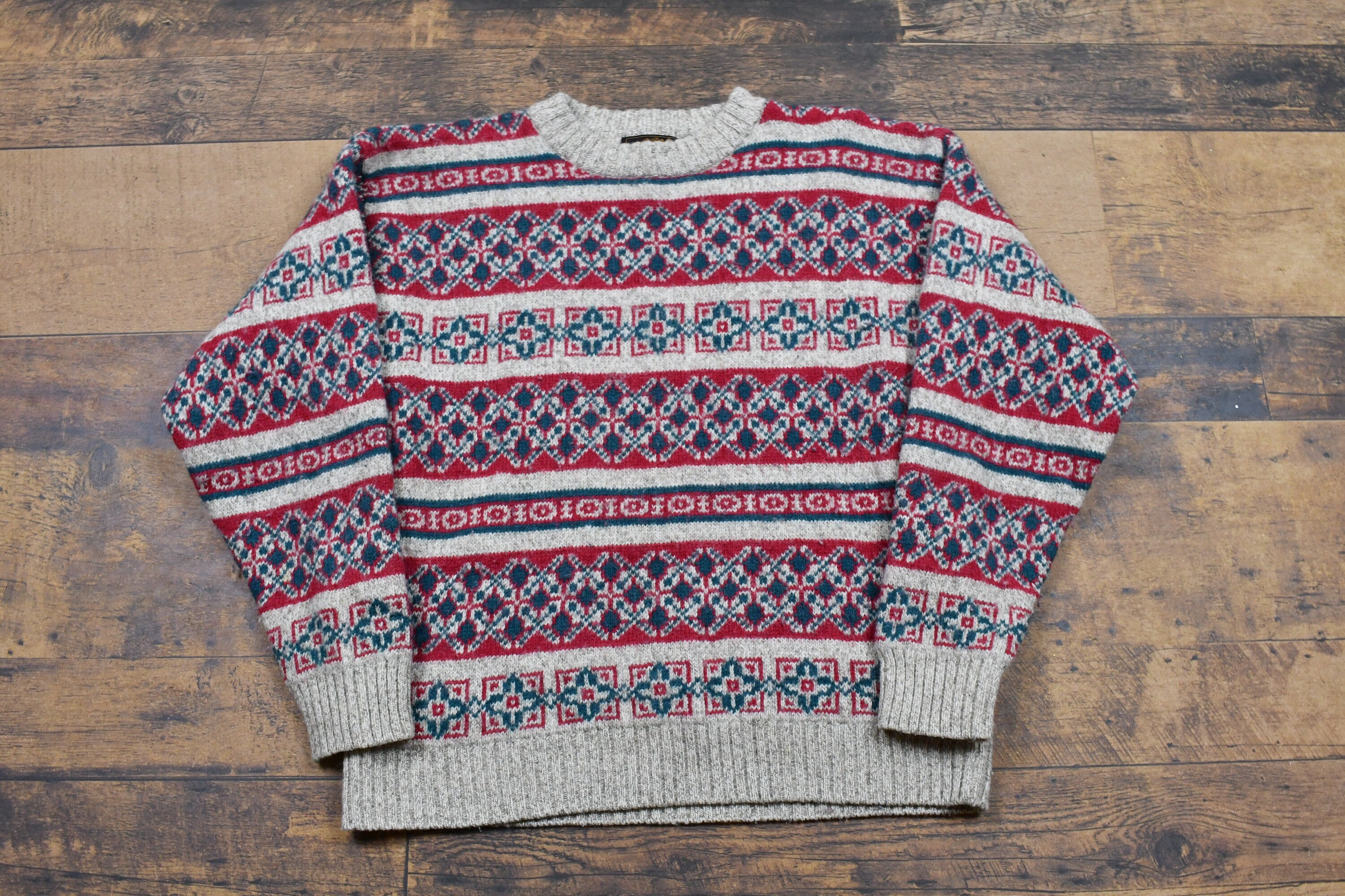 Eddie Bauer Wool Knit Sweater / Vintage 90s Crewneck / Striped | Etsy