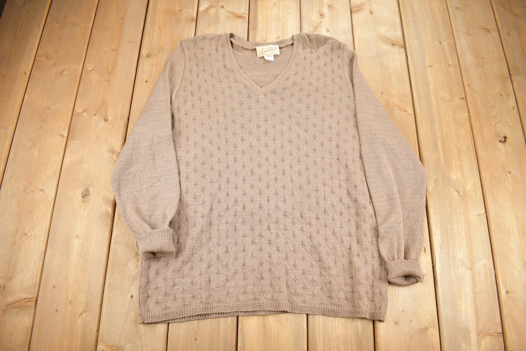 80s ITALY製 Vintage Ethnic V Neck Knit