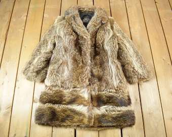 Vintage 1970s Ross Furs Adjustable Length Brown Raccoon Fur Coat / Vintage Fur Jacket / Authentic Fur / Made In Canada / True Vintage