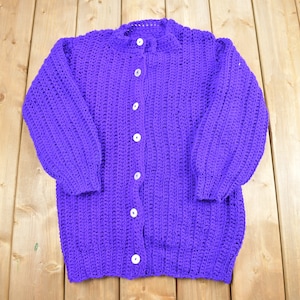 Vintage 1990s Hand Knit Cardigan Sweater / Vintage Cardigan / Button Up / Blank / Cozy Cardigan / Chunky Knit /