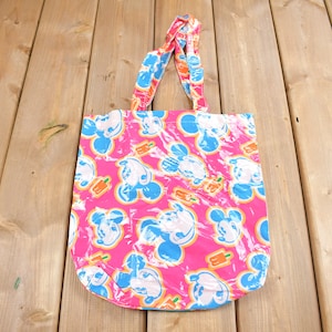 Vintage 1990s Walt Disney Mickey Mouse All Over Print Tote Bag / Vintage Accessory  / Vintage Disney / Mickey & Co / Made In USA