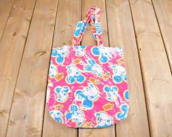 Vintage 1990s Walt Disney Mickey Mouse All Over Print Tote Bag / Vintage Accessory  / Vintage Disney / Mickey & Co / Made In USA